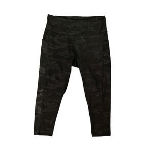 Nicole Millar Sport Leggings Womens Plus 2X Black Camo Stash Pockets Cropped